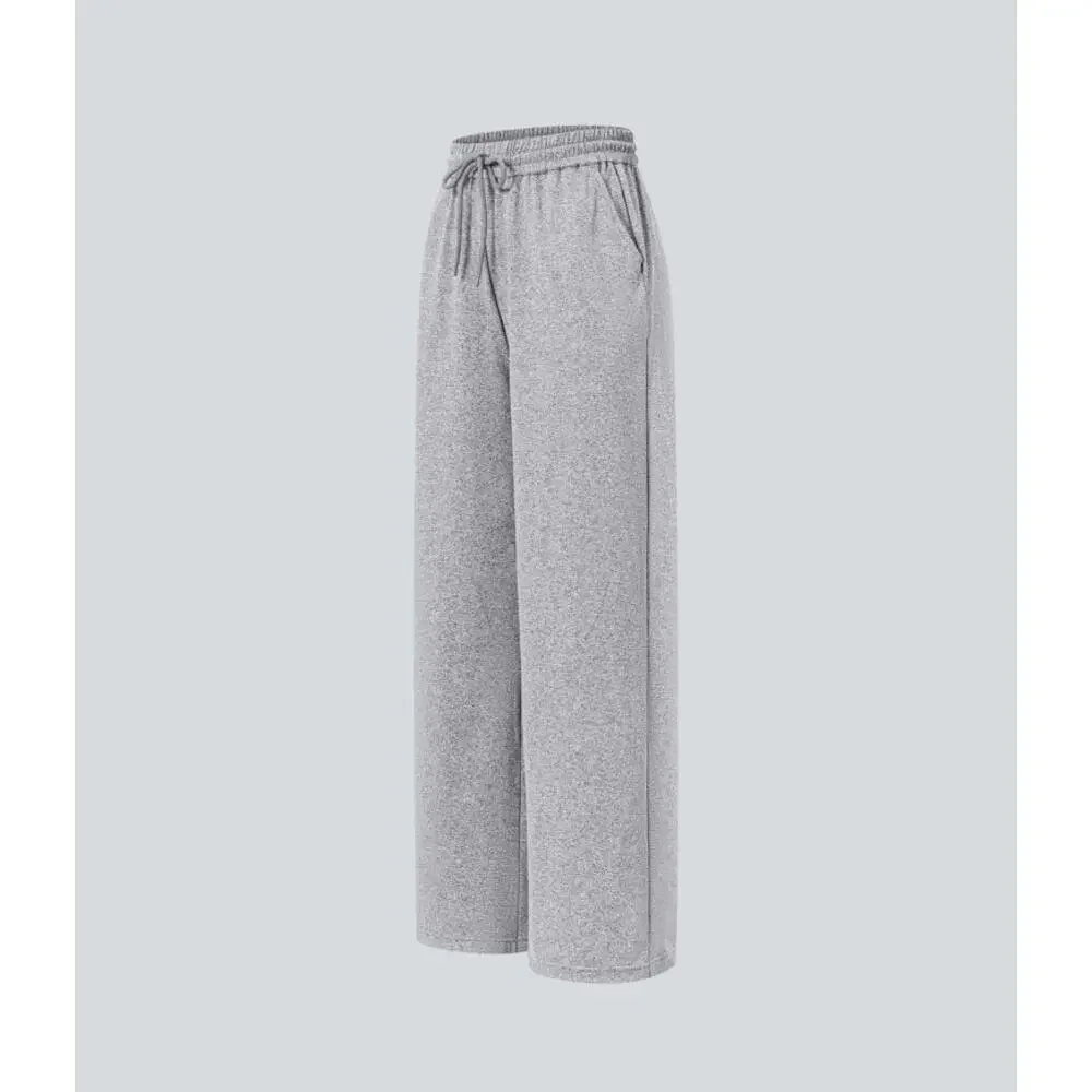 NEW Halara High Waisted Drawstring Wide Leg Pants Fog Gray Lounge Casual Chic XL - Picture 8 of 13